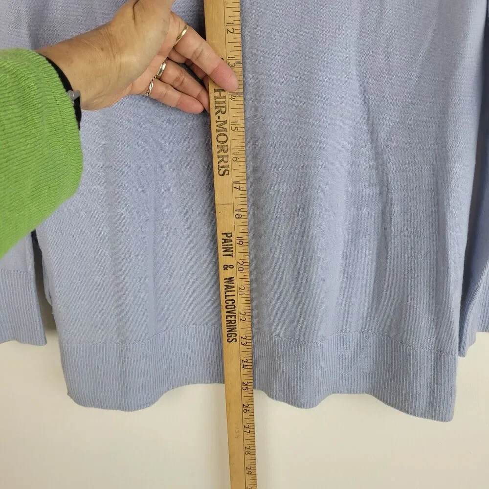 J.Crew Women's Icy Blue Sweater Lightweight Wool Crew Neck Side Ties boho S
